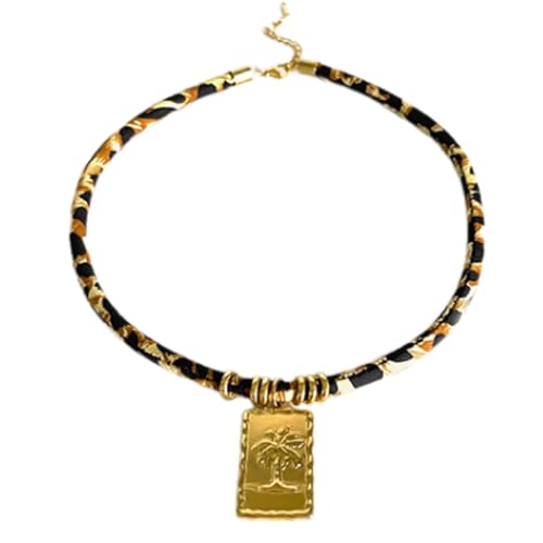 Tmboryuu Einzigartige Designing Edelstahl Halskette Kette Mit Leopardendruck Und Goldenem Ton Für Modische Vorwärts Personen Weiche Seil Halskette von Tmboryuu
