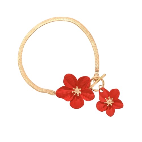 Tmboryuu Elegante Blumen Knöchelkette Verstellbare Designs Für Frauen Komfortable Materialien Für Strandoutfit Schmuckzubehör Eisenkette Fußkettchen Mit Verstellbarem Verschluss von Tmboryuu