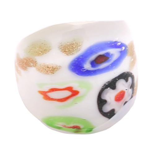 Tmboryuu Exquisite Ethnisch Inspirierte Muranos Glassringe Fingerringe Stylische Frauen Modeschmuck Elegant Party Accessoire Weißer Ton von Tmboryuu