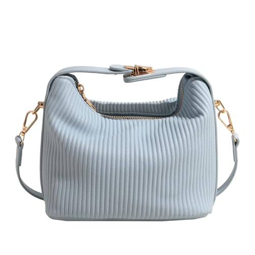 Tmboryuu Frauen Mode Plissierte Außenpu Leder Crossbody Tasche Feste Farbhandlung Handtasche Kleine Quadratische Umhängetasche Oberhand PU Reißverschluss Handtasche von Tmboryuu