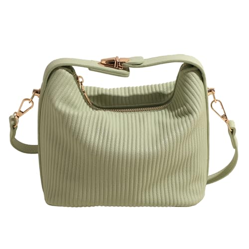 Tmboryuu Frauen Mode Plissierte Außenpu Leder Crossbody Tasche Feste Farbhandlung Handtasche Kleine Quadratische Umhängetasche Oberhand PU Reißverschluss Handtasche von Tmboryuu