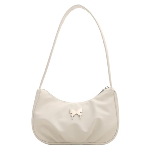 Tmboryuu Frauen Plissierte Achselhöhlenbeutel PU Leder Schulter Mode Schmetterling Handtasche Koreanische Unterarm Einkaufsdating Frauen Plisdern Achselhaut Schmetterling Handtasche PU Leder Schulter von Tmboryuu