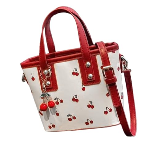 Tmboryuu Frauen Umhängetasche Ästhetische Kreuzbodus Bag Fruit Boten PU Leder Eimer Stilvolle Handtasche Und Geldbörse Frauen Eimer Stilvolle Schulter Kirschkreuzkörper Für Jeden Tag von Tmboryuu