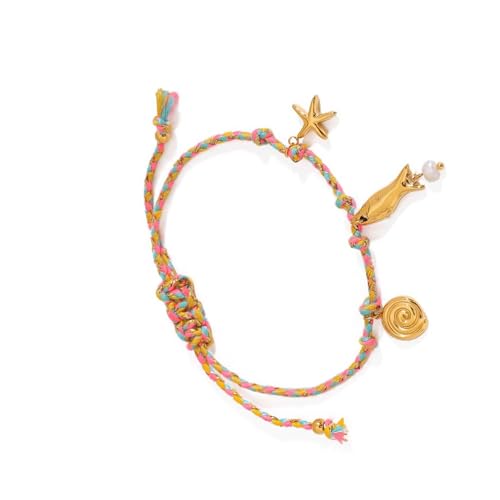 Tmboryuu Leichtes Meeresmotivgewebte Kordelzubehör Mit Naturhülsendekorationen Einzigartiges Armband Perfekt Für Tägliche Verschleiß Legierungsanhänger Geflochtenes Armband von Tmboryuu