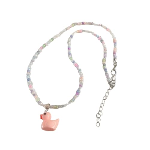 Tmboryuu Mehrere Perlen Anhänger Halskette Stylische Schlüsselbeutelketten Verstellbare Entenformen Heckschains Schmuck Verzierungen Multilcolor Perlen Schmuck von Tmboryuu