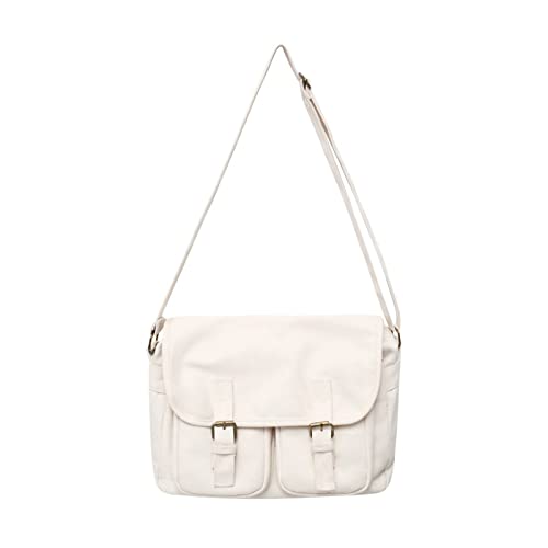 Tmboryuu Messenger Bags Mode Frauen Leinwand Umhängetaschen Für Jugendliche Japanische Stil Großer Kapazität Crossbody Bag Vintage Canvas Umhängetasche von Tmboryuu