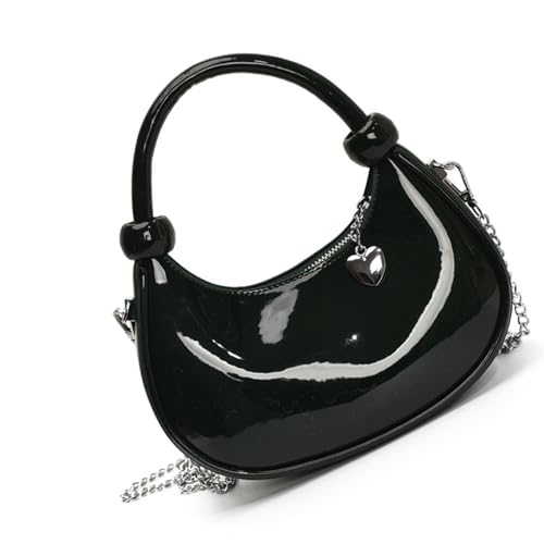 Tmboryuu Mode 2025 Hochglänzende Obere Griffbeutel Abnehmbarer Kettengurt PU Crossbody Taschen Freier Arbeit Schulter Handtasche Für Frauen Geldbeutel Schulter von Tmboryuu