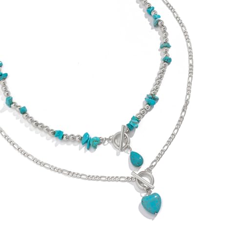 Tmboryuu Mode Türkis Und Legierte Halskette Set Modische Neckchain Verstellbare Länge Choker Für Moderne Stilliebhaber von Tmboryuu