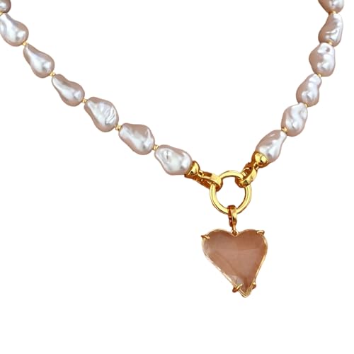 Tmboryuu Mode Unregelmäßige Kunstperlen Halskette Für Tägliche Tragen Handgefertigte Neckkette Für Tägliche Outfits Oder Besondere Anlässe von Tmboryuu