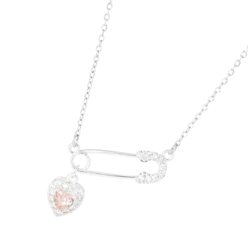 Tmboryuu Modische Moderne Herzförmige Stecknadel Halskette Elegante Robuste Kupferschmuck Komfortable Mode Special Geschenke Ideen Frauen Mode Halskette von Tmboryuu