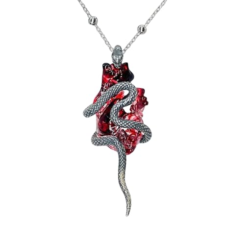 Tmboryuu Mysterious Snake Heart Locket Halskette Verstellbarer Gotischer Schmuck Stilvoller Anhänger Heckchain Für Partys Konzerte Party Gothic Schmuckzubehör Accessoire von Tmboryuu