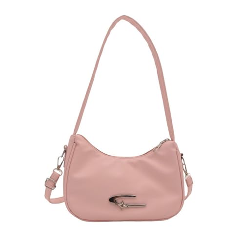 Tmboryuu PU Leder Feste Farbe Schulter Kreuzkörper Ästhetischer Mondform Unterarm Handtasche Kleine Reißverschlüsse Achselbaus Für Frauen Stilvolle Damen Handtasche von Tmboryuu