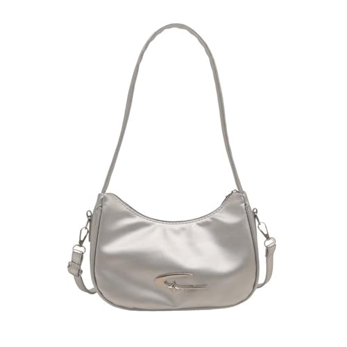 Tmboryuu PU Leder Feste Farbe Schulter Kreuzkörper Ästhetischer Mondform Unterarm Handtasche Kleine Reißverschlüsse Achselbaus Für Frauen Stilvolle Damen Handtasche von Tmboryuu