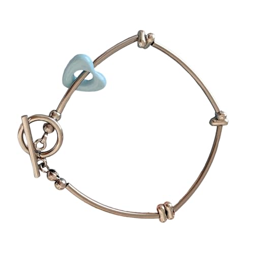 Tmboryuu Romantik Herz Perlen Armband Einstellbar Für Tägliche Verschleiß Und Geschenke Legierungskette Mit Farbenfrohen Harzperlen Romantik Herz Charme Schmuck von Tmboryuu