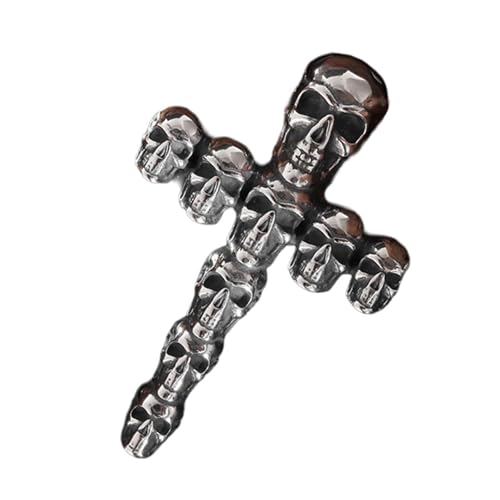 Tmboryuu Schädel Und Kreuze Charme Halskette Halloween Geschenk Dunkel Gothic Unisex Legierung Schmuck Gothic Croses Anhänger Accessoire Verstellbare Kette Dunkler Schmuck von Tmboryuu