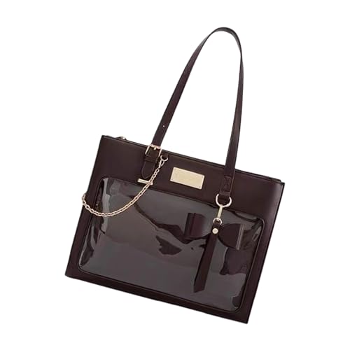Tmboryuu Schulmädchen Süße Bögen Transparente PU Schulter Handtasche Japanisch Klare Fenster Crossbody Tasche Itabag Für Anime Pin Display Japanische Schüler PU Lederumhängende Umhängetasche von Tmboryuu