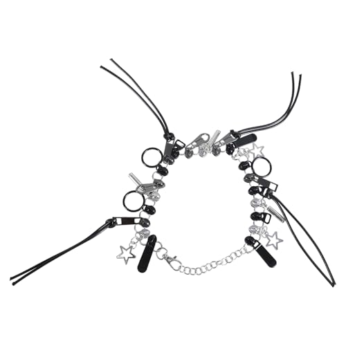Tmboryuu Stilvolle Reißverschluss Halskette Randkette Y2K Hip Hop Choker Mode Colarbone Ketten Unregelmäßige Heckschains Hip Hop Schlangekette Kette von Tmboryuu