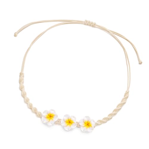 Tmboryuu Styles Plumeria Anhänger Halskette Polymers Lehmblume Handgewebte Kette Strand Urlaub Schmuck Spezielle Geschenke Handgefertigt Geflochtene Blumen Halskette von Tmboryuu