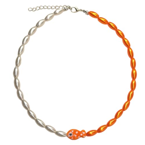 Tmboryuu Trendy Harz Clownfish Charme Halskette Verspielt Clownfish Mode Halskette Hals Schmuck Für Individuelle Trendsetter Verstellbare Perlenkragen von Tmboryuu