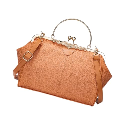 Tmboryuu Umhängetasche Leder Geldbeutel Clutches Schulter Tared Handtasche Mit Kussschlos von Tmboryuu