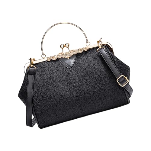 Tmboryuu Umhängetasche Leder Geldbeutel Clutches Schulter Tared Handtasche Mit Kussschlos von Tmboryuu