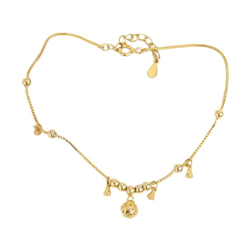 Tmboryuu Verstellbarer Knöchelschmuck Gold Plattiert Perlen Bells Fußkette Fußkettchen Elegantes Geschenk Für Freundin Frau Valentinstag Legierung Zartes Foot Jewelry von Tmboryuu