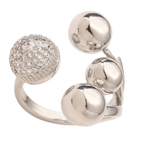 Tmboryuu Zeitgenössischer Geometrischer Ausschnitt Zirkonringe Silber Gold Finish Kupfer Schmuck Allergie Resistant Stapelfeindschein Geschenk Silber Gold Farbe Zirkon von Tmboryuu