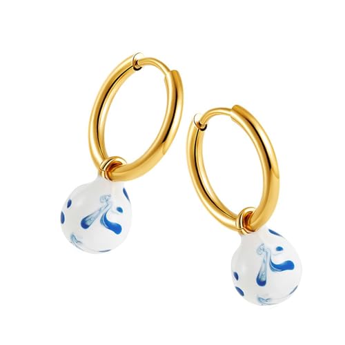 Traditioneller Porzellanohrschmuck Leichtes Aus Designdruck Reduktion Kupferlegungsohrring Für Formelle Event Allergie Sichere Kupferohrclips von Tmboryuu