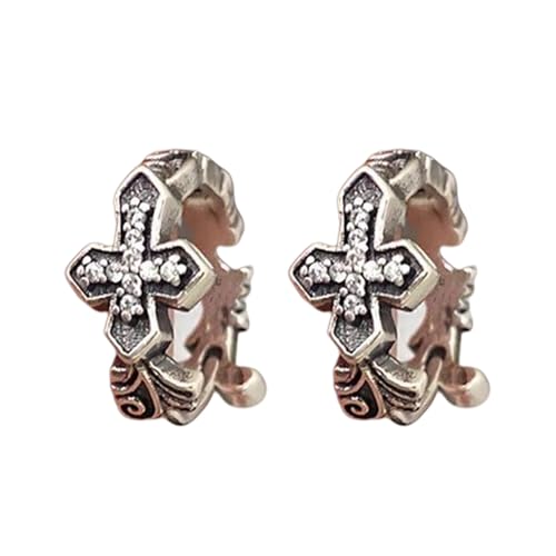 Vintage Herren Single Ohrring Nervenkreuze Form Körperschmuck Accessoire Legierung Handwerk Für Alternative Modeliebhaber Punkstile Herren Ohrschmuck von Tmboryuu