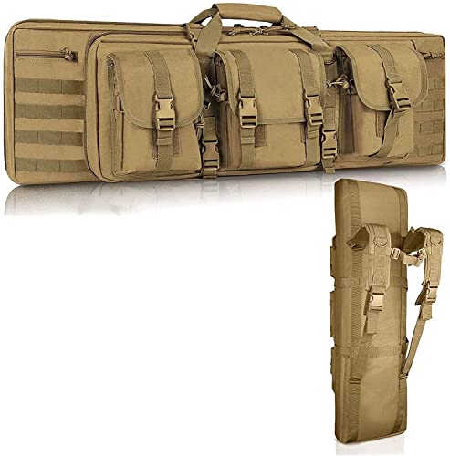 Waffentasche, Gewehrtasche,Tactical Double Long Rifle Pistol Gun Case Lockable Pouches Compartments, Available for Magazine Storage and Other Tools 118cm von Tmendy