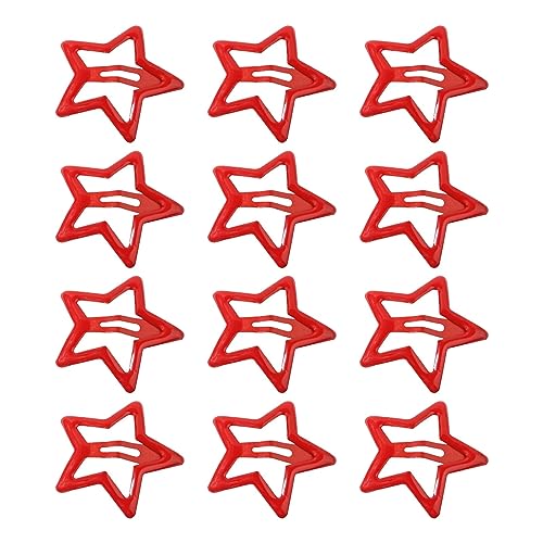 12 Stück 3,1 cm Stern-Haarspangen, Schnapp-Haarspangen, Stern-Haar-Accessoires für Mädchen & Frauen Haarspangen (Red, One Size) von Tmianya