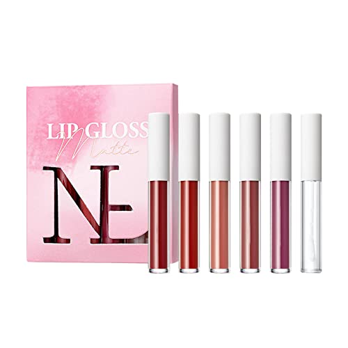 2.2mlx6pcs Non Stick Cup Lip Glaze Set mit Lip Plumping Liquid Texture Lip Gloss Dauerhafte Farbe mit Make-up den ganzen Tag lang Gratis Proben (Hot Pink, One Size) von Tmianya