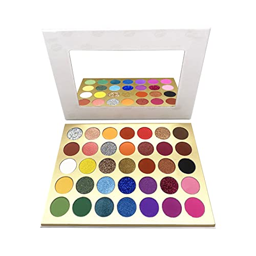 35 Farben Einfach zu färbender Lidschatten Wasserdichtes Langlebiges Perlen-Glitter-Puder -Schweiß-Lidschatten-Highlight-Puder-Kosmetik Lidschatten Applikatoren Stempel (A, One Size) von Tmianya