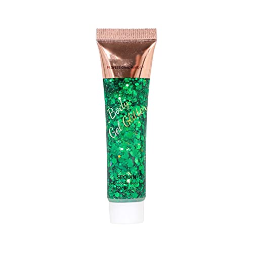 Body Glitter Gel Chunky Glitzert Körpergel Pailletten Flüssiger Lidschatten Chunky Body Lotion für Gesicht, Haare, Nägel, Kosmetikpulver, Glitzer Make up Lidschatten Augen (A, One Size) von Tmianya