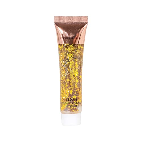 Body Glitter Gel Chunky Glitzert Körpergel Pailletten Flüssiger Lidschatten Chunky Body Lotion für Gesicht, Haare, Nägel, Kosmetikpulver, Glitzer Make up Lidschatten Augen (F, One Size) von Tmianya