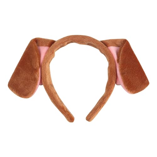 Braunes Hunde-Plüschohren-Stirnband, Hundeohren, Schleife, Haarband, pelziger Hasenohr-Kopfbedeckung für Mädchen und Frauen, Kostüm, Cosplay, Party 1347Jhir (Brown, One Size) von Tmianya