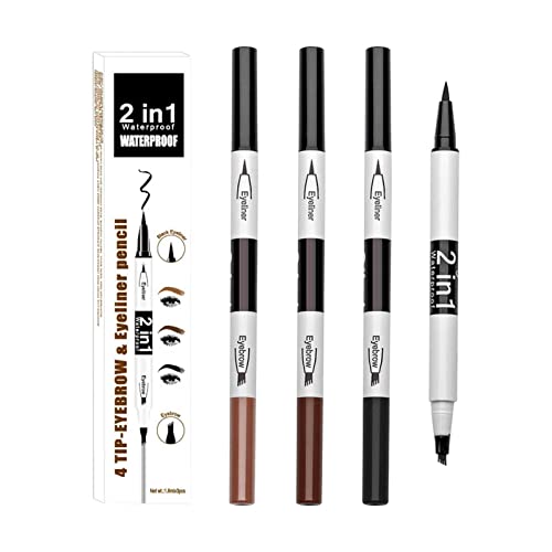 Double Ended Non Staining Water Eyebrow Pencil Long Lasting Depigmentation Four Fork Set Lazy Eyebrow Pencil 3 Sätze des Sets 6ml Organizer Groß (Black, One Size) von Tmianya