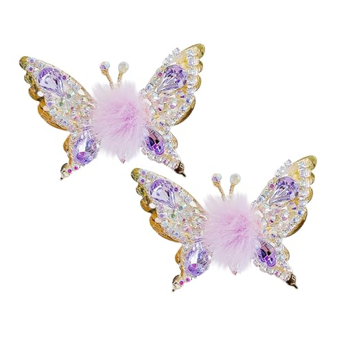 Fliegende Schmetterling Haarnadel - 1PAIR - Schmetterling Haarspangen Zarte Frauen Rutschfest Mode Haarspangen Haarschmuck,3D Schmetterling Haarspange,Funkeln Schmetterling Haarspangen (04) von Tmianya