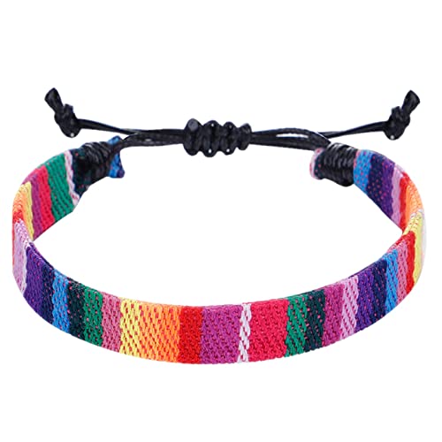 Gewebte Armbänder Set, 1PC Farbe Seil Gewebtes Armband Verstellbares Bohemia Armband für Männer Frauen Dünne Schnur Seil Handgemachtes Strandarmband Buntes Armband-A von Tmianya