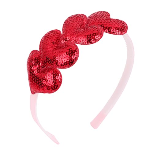 Glitter Rotes Herz Stirnband - Kinder Stirnband Kleine Pfirsich Herz Schnalle Retro Wind Kleines Mädchen Kopfbedeckung Haarklammer Valentinstag Stirnband Pailletten Liebe Haarband Haar (A, One Size) von Tmianya