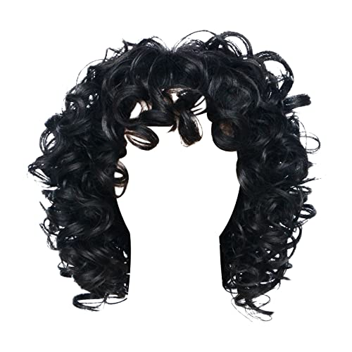 Kurzes lockiges Haar für Frauen, gemischt mit goldenem Stirnband, geeignet für Damenperücken, blonde Perücke, Hochtemperaturseide, schwarze braune Perücke Blaue Haarfarbe Kinder (Black, One Size) von Tmianya