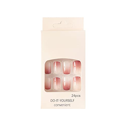 Milk Apricot Peach Wearing Nail Gradient Nail Patch Klarer Nagelpatch Sanfter Nagel Nagelpatch Fertiger Nagel (mit im Inneren) 1ml Fingernägel (E-Pink, One Size) von Tmianya