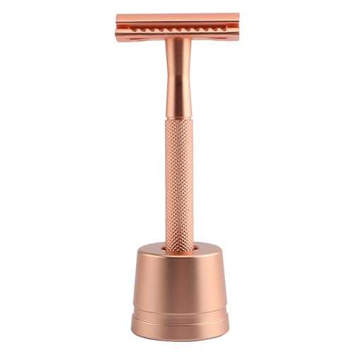 Naßrasierer - Klassisches Manuelles Doppel Herrengeschenk Metall Rasierschaum Damen Bartpflege Set für Männer - Bartwuchsmittel Rasierset Geschenke Rasierer für Männer (Rose Gold, One Size) von Tmianya