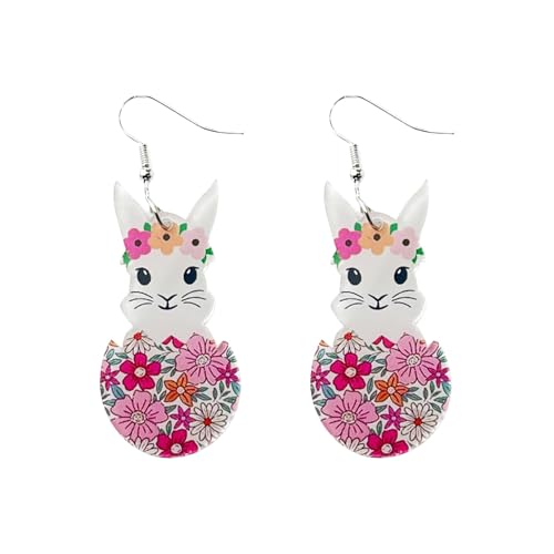 Ostern Kinder Mädchen Ohrringe Acryl Niedliche Kaninchen Ei Frühling Ohrringe Ohrringe Apfel (A, One Size) von Tmianya