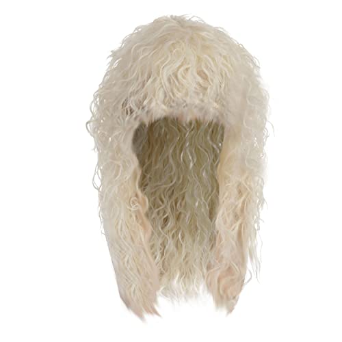 Perücken Wig Halskette - Perücke Schwarz Männer Herrenperücke Rock-Punk Rolle Locken Schwarz Party Spielen Lang Kostümperücke Perücke 80er Jahre Perücke Halloween Perücke Damen Rot (B, One Size) von Tmianya