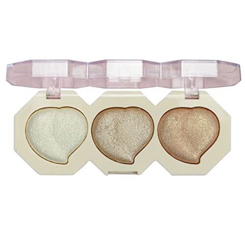 Puder Schönheit Make-up Make-up High Light Perle Backpulver Gepresste Puderkosmetik Drei Farben, die den Liebesstil hervorheben, tragbar, kompakt, Frauen mögen Highlighter Stick (Pink, One Size) von Tmianya