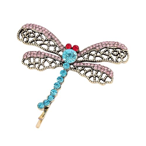 Retro Strass Odonata Haarnadel Clips Glitzer Bunte Odonata Haarnadeln Treibsand Haarspangen Clip Haarschmuck für Mädchen Frauen Kleinkinder Urlaub Geburtstagsgeschenke Schmuck (Pink, One Size) von Tmianya