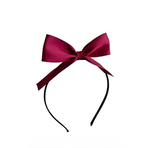 Schleifen-Stirnbänder, rotes Schleife-Stirnband für Frauen und Mädchen, schwarze Schleifen, Haarband für Frauen, Schleife, Haarbänder, handgefertigtes Schleifen-Kopfband Damen (Red, One Size) von Tmianya