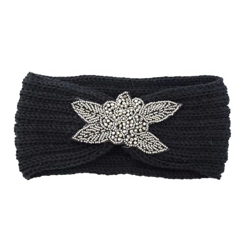 Stirnband - Vierblättriges Gestricktes Woll-Haarband, Sport-Haarband, Ohr mit handgefertigter Kopfbedeckung, gewebter Haarschmuck Sportliche Stirnbänder Haarband Damen Yoga (A, One Size) von Tmianya