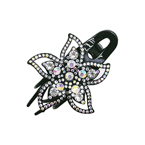 Strass-Haarspange Damen Disc Hairpin Clip Haar voller Drill Hair Back Head Duck Clip Haarspange Hoher Zopf (A, One Size) von Tmianya